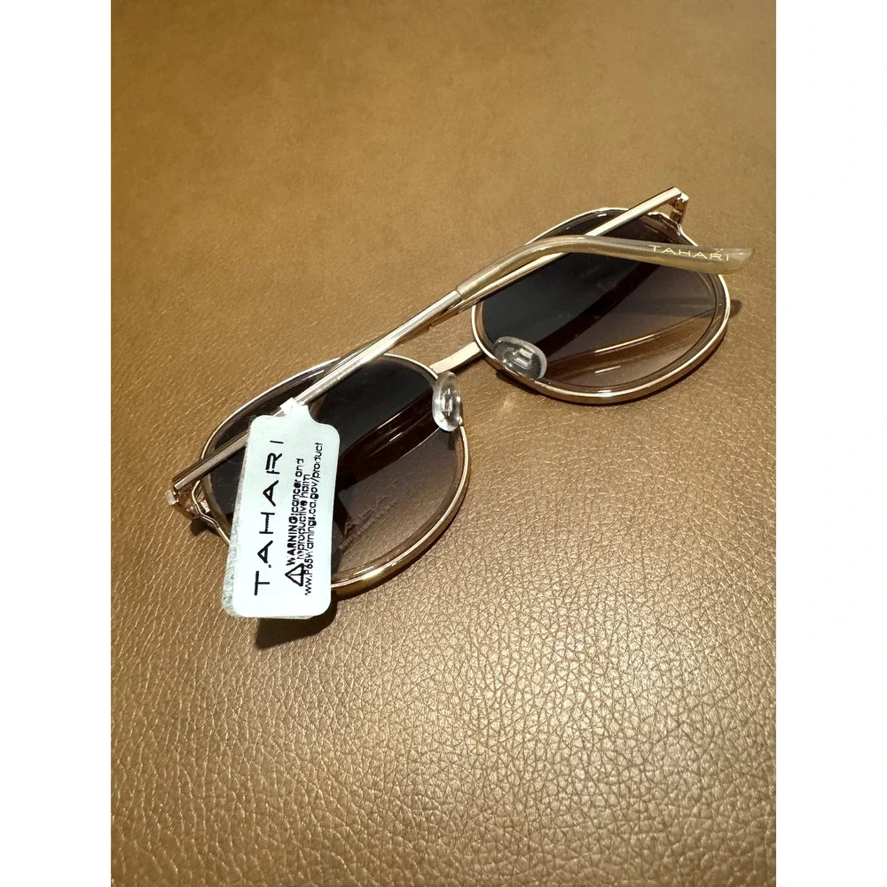 NWT TAHARI TH783 Brown Gold Aviator Authentic Sunglasses Gift idea /1018/ New